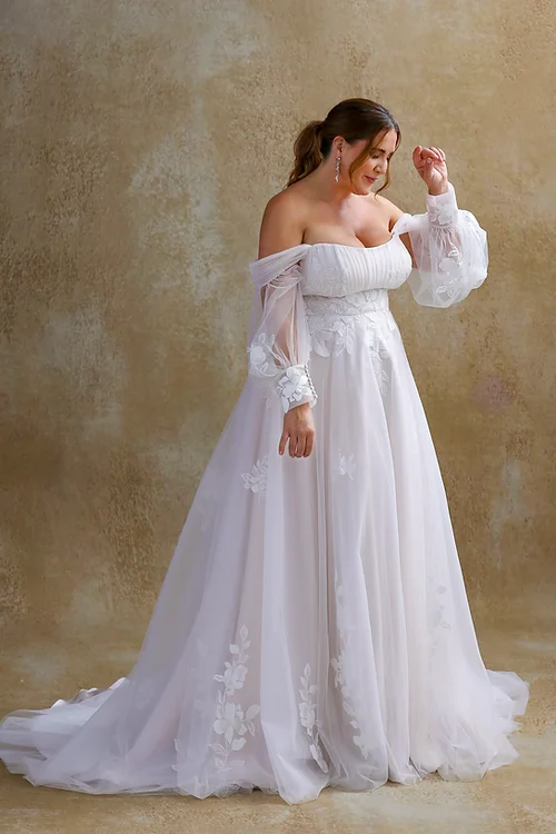 Plus size wedding dresses and bridal wear for plus size brides from Beautiful in Curves. Based in Ashford, Kent but serving all surrounding areas including Canterbury and Maidstone. Plus Size A Line Wedding Dress With Sleeves