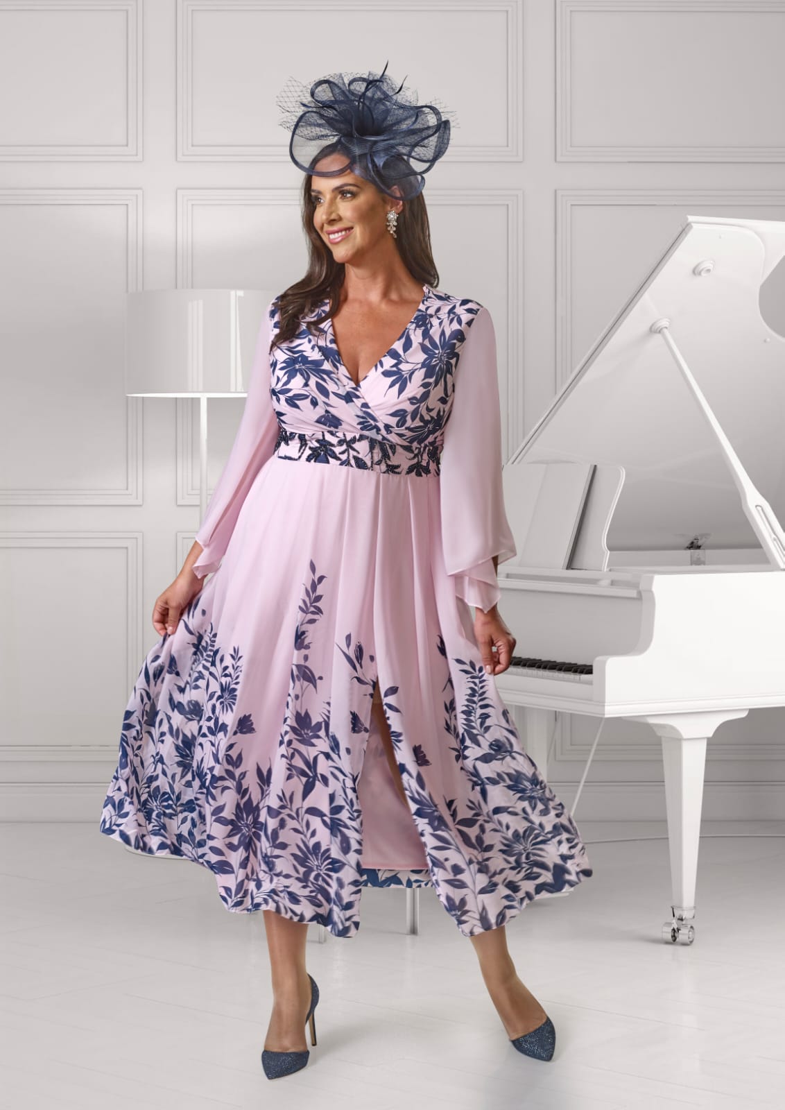 Mother of the bride dresses from Beautiful in Curves. Based in Ashford, Kent but serving all surrounding areas including Canterbury and Maidstone. Chiffon mother of the bride and groom dress in chiffon with long sleeves.